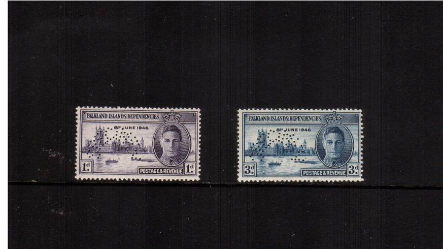 The Victory set of two perfined ''SPECIMEN'' superb unmounted mint. A rare set unmounted! SG Cat �5
<br/><b>QGX</b>
