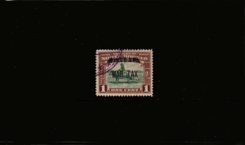 1c Green  and Red-Brown WAR TAX stamp superb fine used. SG Cat 325
<br/><b>QHX</b>