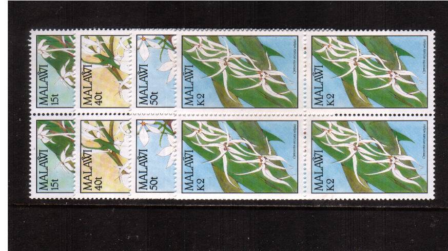 Orchids<br/>Set of four in superb unmounted mint blocks of four
