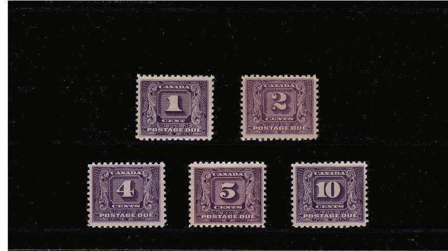 The POSTAGE DUE set of five superb unmonted mint.<br/>
A difficult set to find unmounted.
<br/><b>QMX</b>