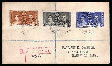 The Coronation set of three on a registed First Day Cover dated MY 12 37<br/><b>QPX</b>