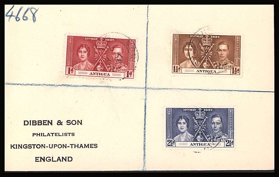 The Coronation set of three on a DIBBEN printed address small neat registered cover.