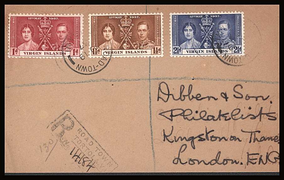 The Coronation set of three on a hand addressed  DIBBEN registered  Cover