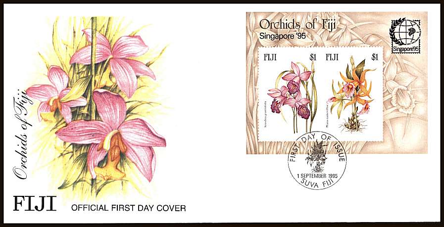 Orchids <br/>on an unaddressed illustrated First Day Cover
