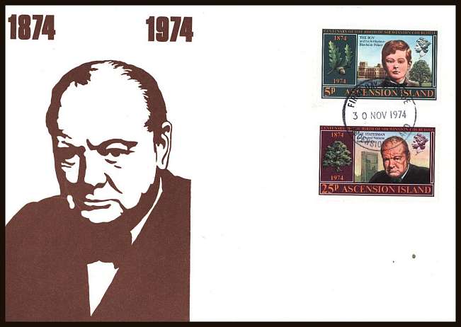 Churchill set of two on an unaddressed illustrated First Day Cover.