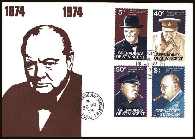 Churchill set of four on an unaddressed illustrated First Day Cover.
