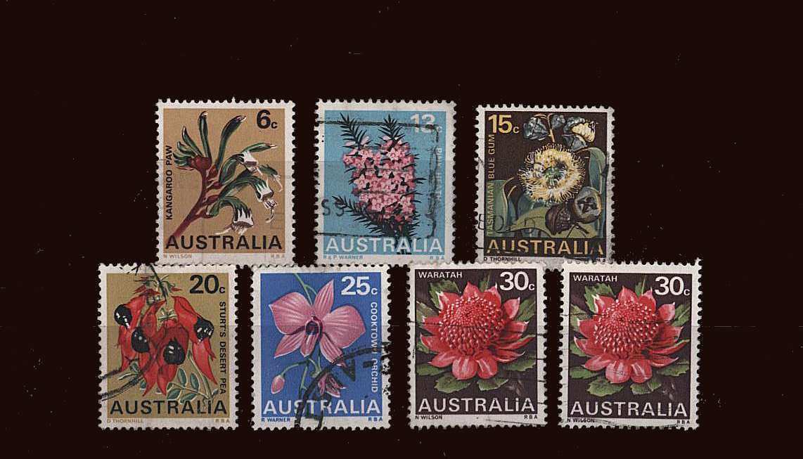 The flowers set of six with the bonus of the 30c TYPE II all good used.<br/>SF Cat £5.50