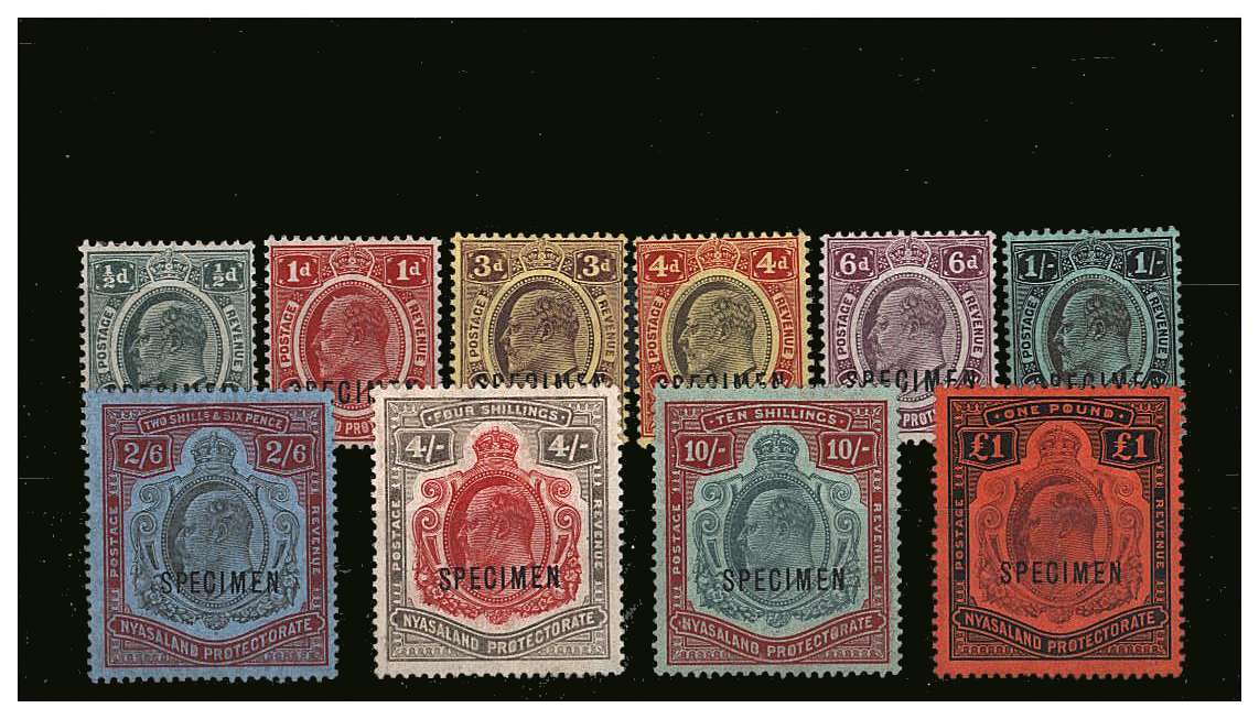 A fine very lightly mounted mint set of ten overprinted ''SPECIMEN''.<br/>A lovely bright and very fresh set. 
<br/><b>QQV</b>