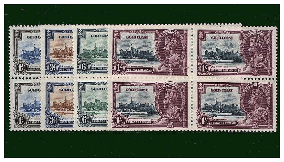 Silver Jubilee set of four IN superb unmounted mint BLOCKS OF FOUR.<br/><b>SEARCH CODE: 1935JUBILEE</b><br/><br/><b>QQF</b>