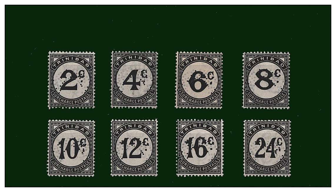 The Postage Due set of eight very, very lightly mounted mint all perfined ''SPECIMEN''.<br/>Difficult set to find.
<br/><b>QQF</b>