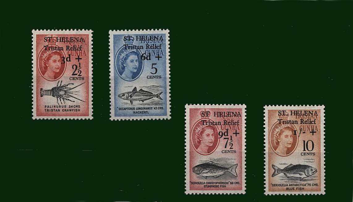 The <b>TRISTAN RELIEF</b> set of four superb unmounted mint. Only 434 sets were sold! <br/><b>One of the great rarities of British Commonwealth philately.<br/>SG Cat £8000.00<br/><b>BBD</b>