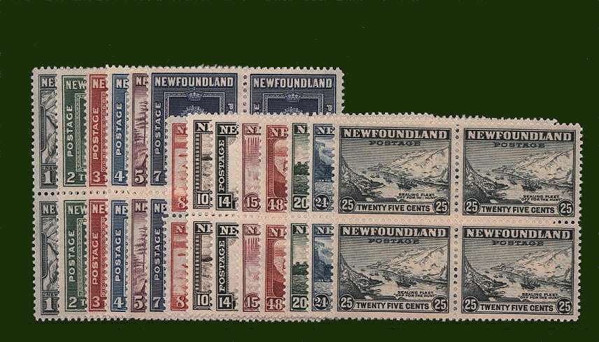 The pictorials set of fourteen in superb nmounted mint blocks of four. <br/>SG Cat £240
<br><b>BBG</b>