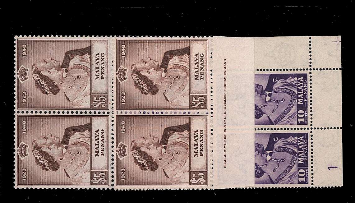 the 1948 Royal Silver Wedding set of two in superb unmounted mint imprint and cylinder Blocks of four.<br/><b>SEARCH CODE: 1948RSW</b>
<br><b>BBH</b>