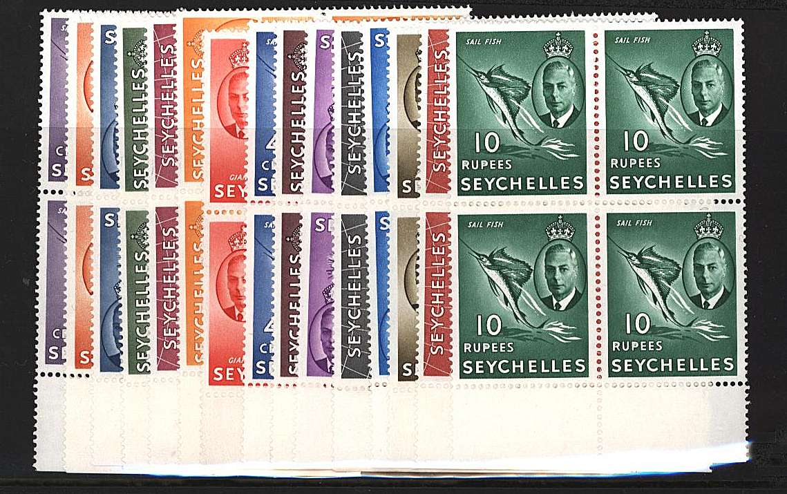 The set of fifteen in superb unmounted mint marginal blocks of four. Very seldom seen in blocks.<br><b>BBH</b>