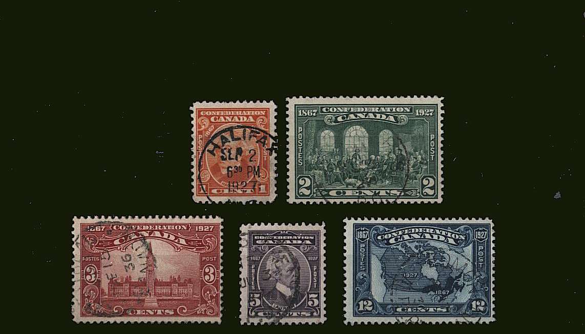 60th Anniversary of Confederation<br/>
A fine used set of five.<br><b>BBH</b>