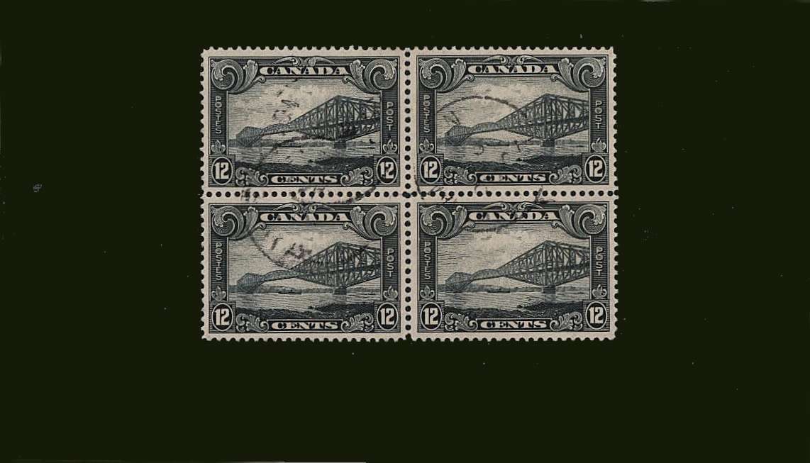 12c Grey-Black - Quebec Bridge<br/>
A superb fine used block of four<br/>
SG Cat £88.00
<br><b>BBJ</b>