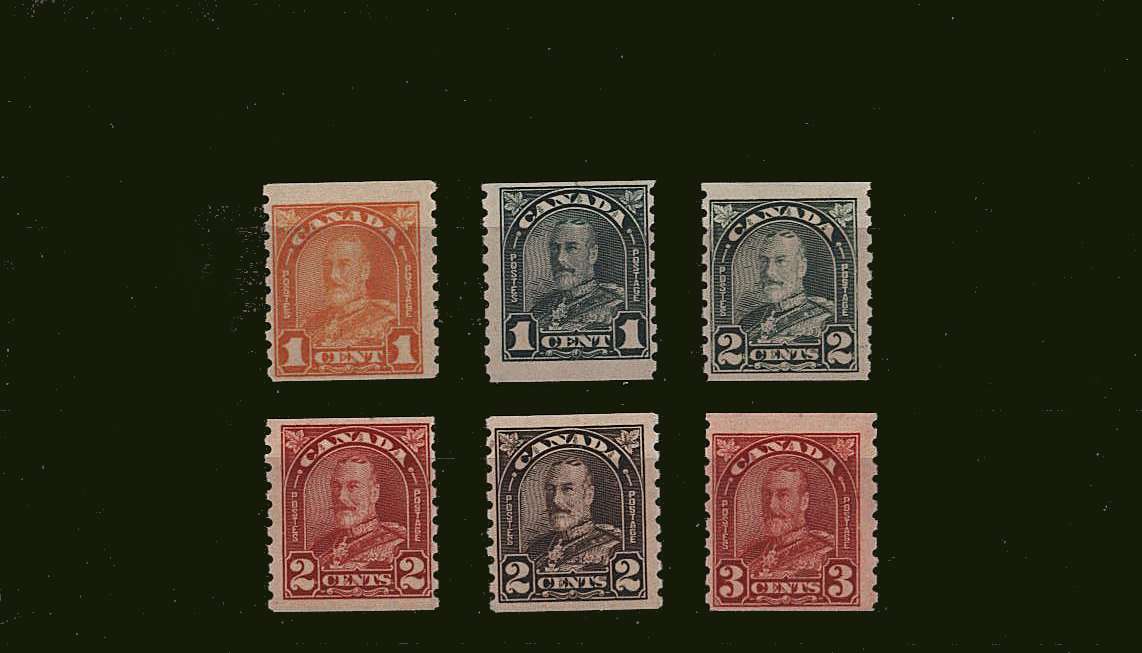 King George V ''Arch and Leaf'' Coil Issue<br/>
A superb unmounted mint set of six.<br><b>BBJ</b>