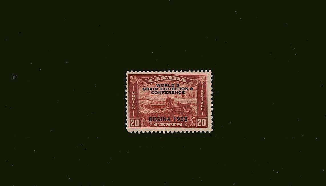 World Grain overprint on 20c Red commemorative single<br/>
A superb  unmounted mint single. SG Cat 25.00<br><b>BBJ</b>