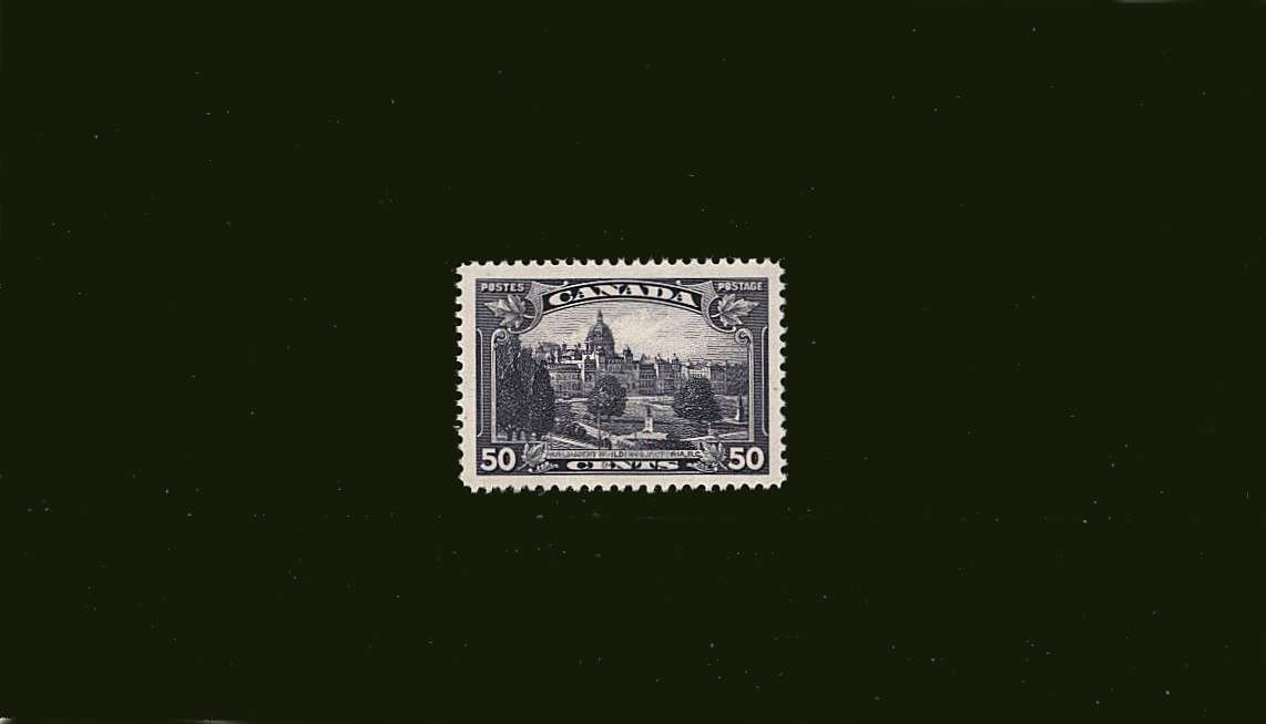 50c Deep Violet - Parliament Buildings<br/>
A superb unmounted mint single.
<br><b>BBJ</b>