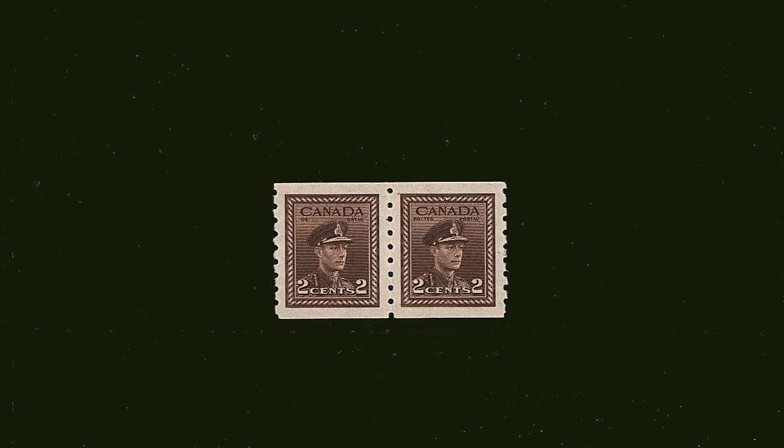 2c Brown- George 6th in uniform<br/>
A superb unmounted mint pair
<br><b>BBJ</b>