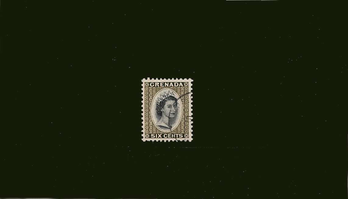 6c Black and Olive-Green - Watermark Block CA<br/>
A superb fine used single. Rare! <br/>
SG Cat 90
<br><b>BBJ</b>