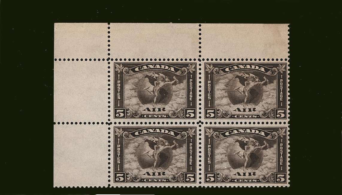 5c AIR Deep Brown<br/>
A superb unmounted mint NW corner block of four

<br/><b>BBJ</b>