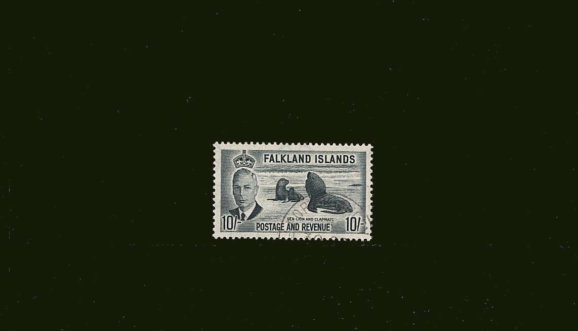 10/- Grey<br/>
A superb fine used single<br/>
SG Cat 25.00
<br/><b>BBJ</b>