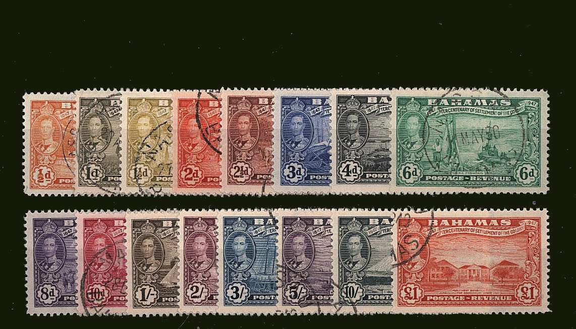 Tercentenary of Settlement of Island of Eleuthera<br/>
A superb fine used set of sixteen.<br/>Each stamp with a selected CDS cancel.
<br/><b>BBJ</b>