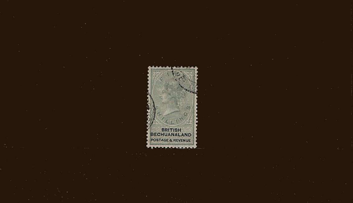 5/- Green and Black<br/>
A superb fine used stamp cancelled twice and clear of profile.<br/>SG Cat 200
<br/><b>BBM</b>
