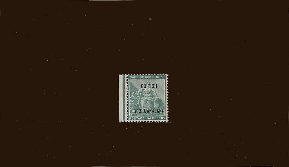 ½d Yellow-Green<br/>
Lines 10½mm apart - 15mm long<br/>
A superb very, very lightly mounted mint left side marginal single.<br/>
SG Cat £23
  
<br/><b>BBM</b>