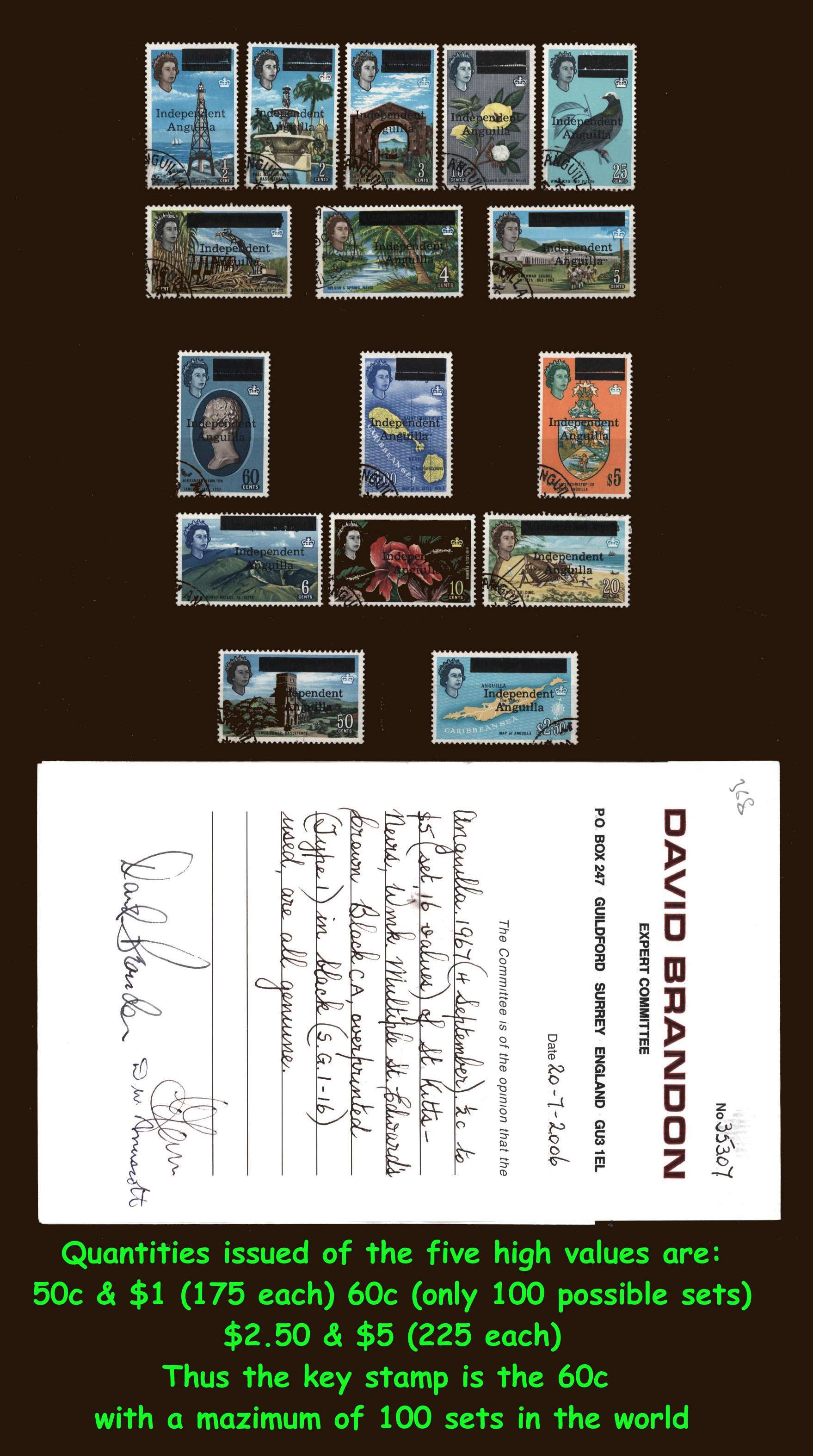 The Rarest set of QEII British Commonwealth Philately!<br/>
Superb fine used set of 16 with BRANDON certificate.<br/>Complete used sets in the world  maybe 20?<br/>Terms are available. SG Cat 5,000<br/><b>BBK</b>