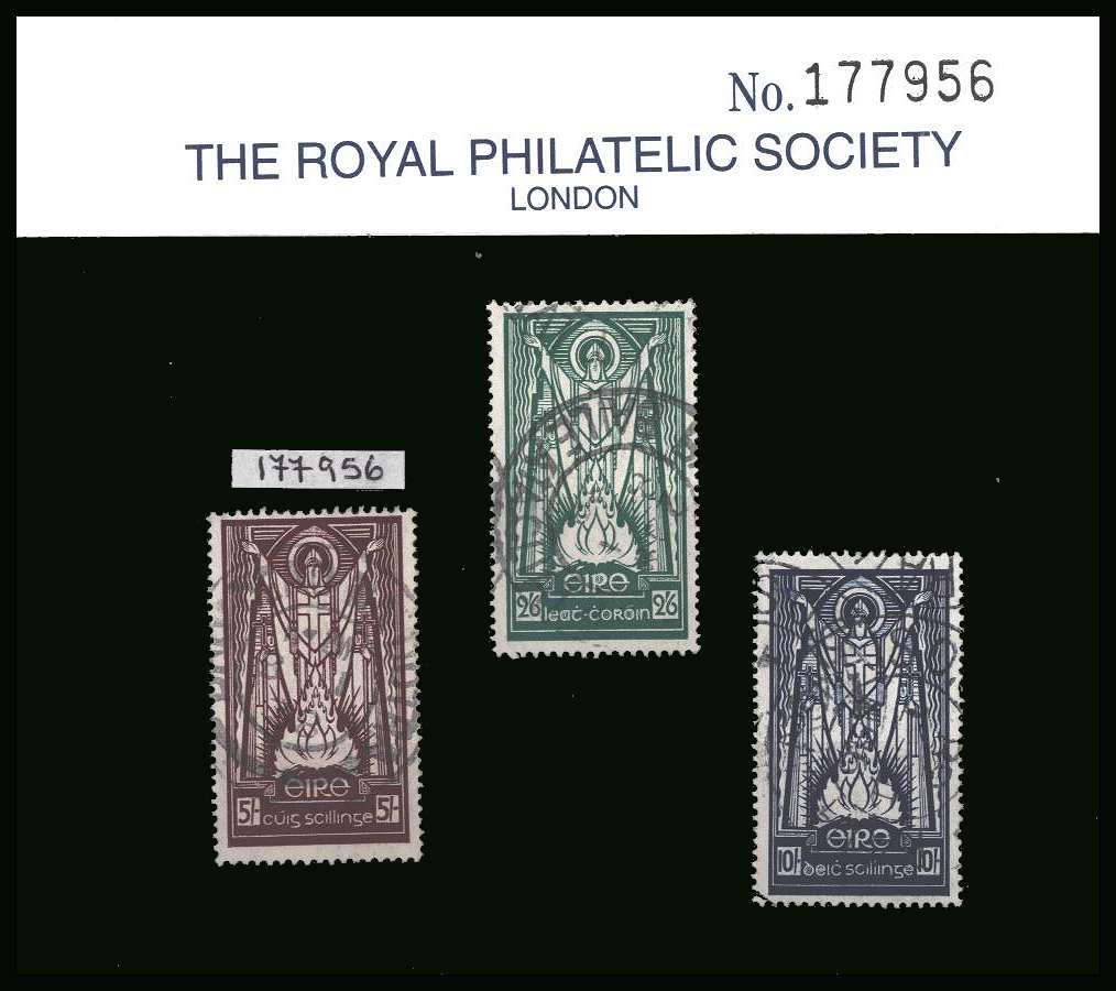 The ''SE'' Watermark St Patrick set of three high values<br/>superb fine used with the bonus of the 5/- stamp <br/>having the benefit of an RPS certificate!
<br/><b>BBP</b>