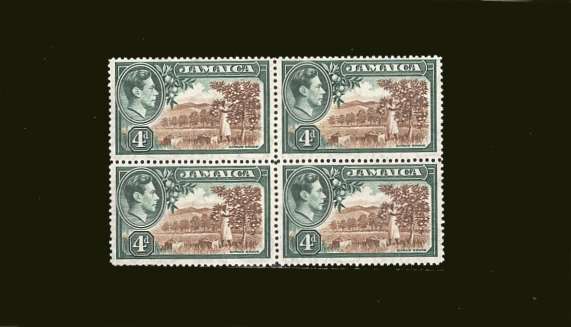 4d Brown and Green<br/>in a superb unmounted mint block of four.<br/><b>BBT</b>