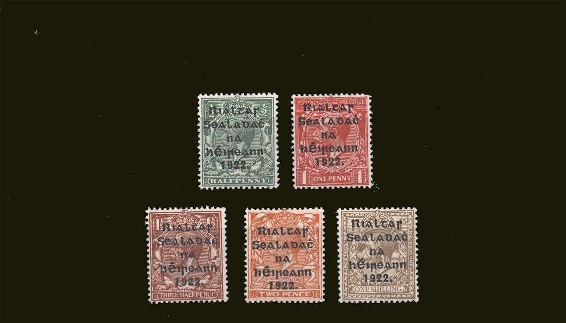 THOM wide date overprint in shiny blue-black<br/>set of five superb unmounted mint.
<br/><b>BBT</b>