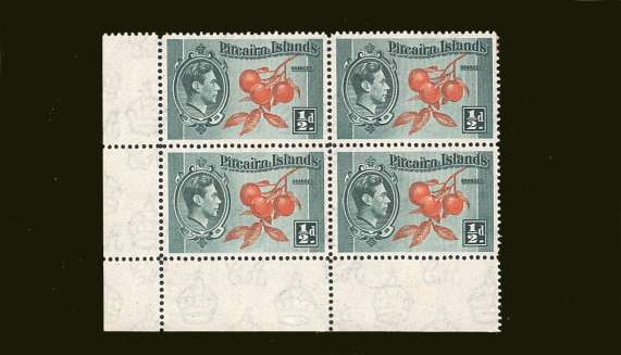 ½d Orange and Green in a superb unmounted mint SW corner block of four.
<br/><b>BBT</b>