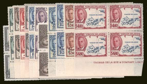 The George Sixth ''Maps'' set of twelve in superb unmounted mint blocks of four<br/>all lower marginal imprint blocks. 
<br/><b>BBT</b>