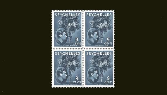 9c Grey-Blue definitive odd value - Chalky paper<br/>in a superb unmounted mint block of four.