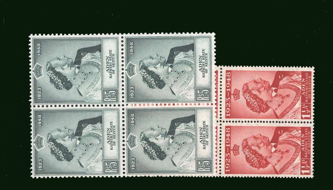 The 1948 Royal Silver Wedding set of two in superb unmounted mint blocks of four.<br/><b>SEARCH CODE: 1948RSW</b>
<BR/><b>BBQ</b>