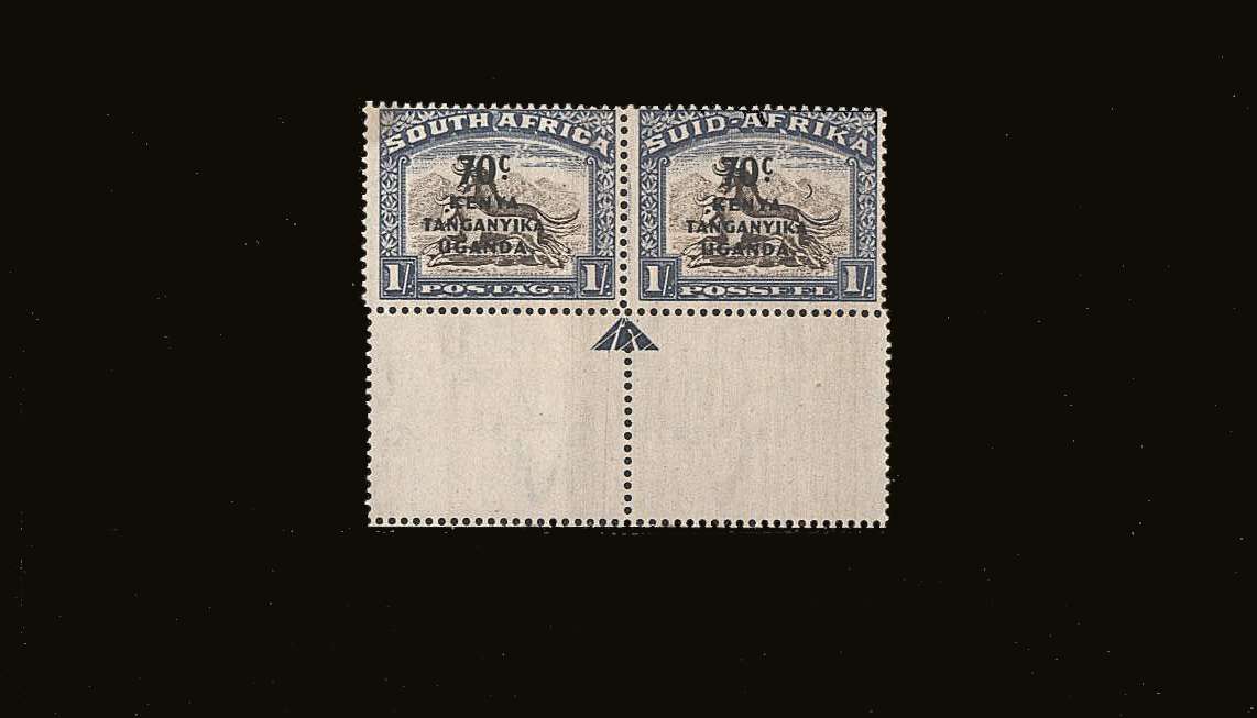 The Pictorial issue surcharged 70c on 1/- bilingual pair superb<br/> unmounted mint lower marginal showing the<br/>SG illustrated variety the <b>CRESCENT MOON FLAW</b><br/>SG Cat £70.00