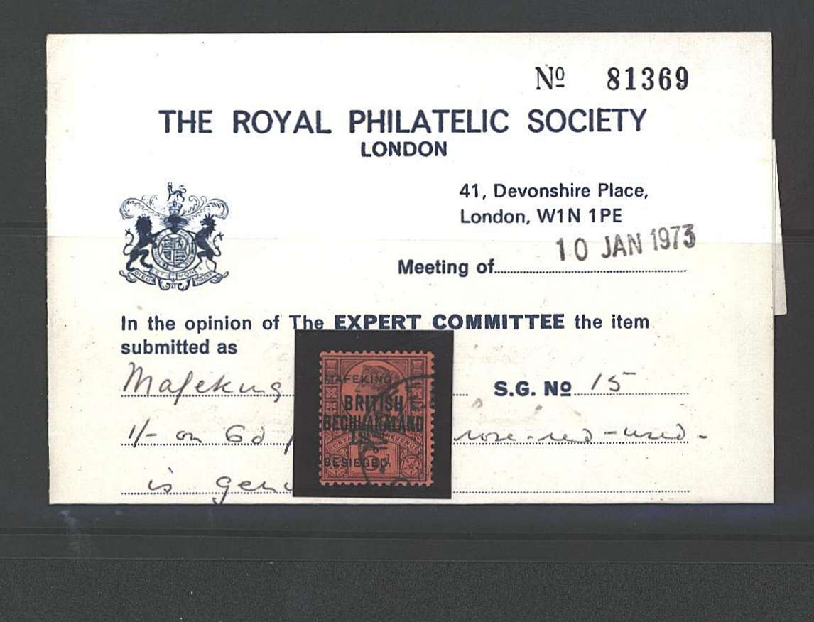 1/- on 6d Purple on Rose Red<br/>
A superb fine used single with the<br/>benefit of an RPS certificate stating genuine.<br/>
SG Cat £1200.00
<b>QQB</b>