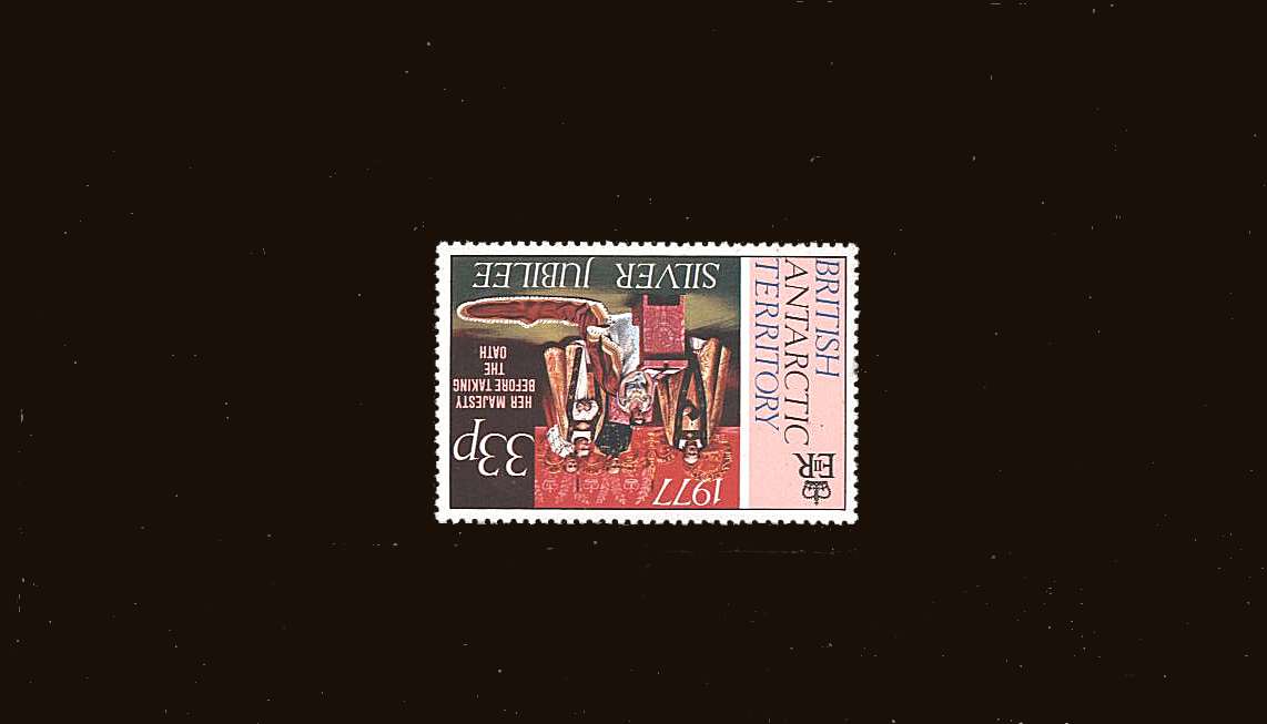 33p Silver Jubilee<br/>
A superb unmounted mint stamp showing<br/><b>SIDEWAYS INVERTED WATERMARK</b><br/>
SG Cat £250.00
<b>QQB</b>
