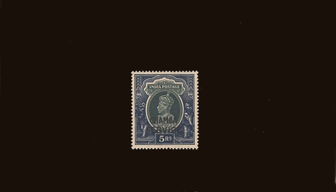 5r Green and Blue<br/>
A superb unmounted mint single overprinted<br/><b>''CHAMBA SERVICE''<br/>SG Cat �70
<br/><b>QQB</b>