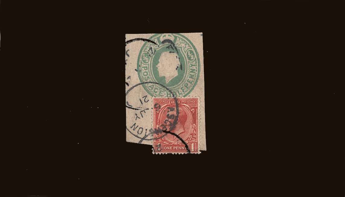 1d Scarlet<br/>
A superb fine used stamp tied to a<br/>small piece with an <b>ASCENSION</b><br/>steel CDS dated 6 JY 21<br/>
SG Cat �38.00+
<br/><b>QQB</b>