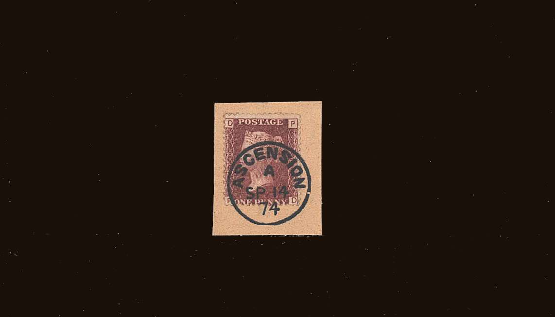 1d Red - Plate 160<br/>
A superb fine used single cancelled with a crisp <b>ASCENSION</b><br/>steel CDS dated SP 14 74<br/>
SG Cat �3250.00 on complete cover.<br/>
I am not sure this is genuine hence price.<br/>This item is not returnable.<br/>
<b>QQB