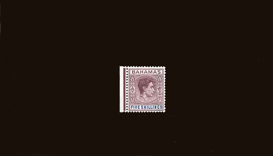5/- Purple and Blue on Ordinary Paper<br/>
A superb unmounted mint left side marginal single.
<br/><b>9ERH9</b>