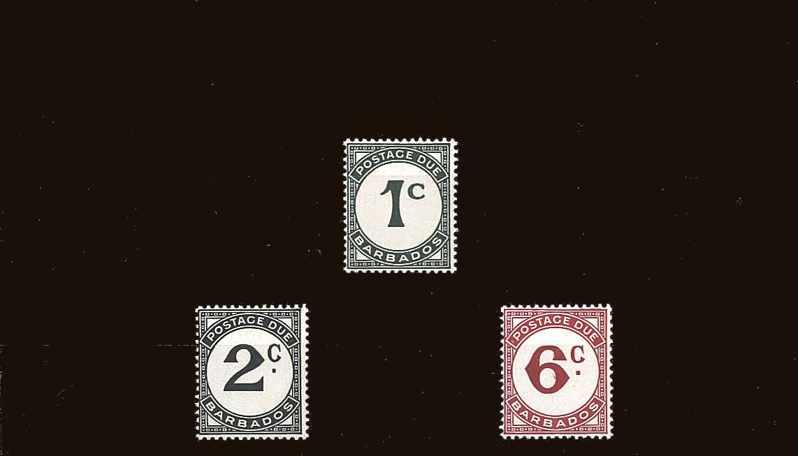 The POSTAGE DUE set of three with CHALKY PAPERS superb unmounted mint.<br/><b>9ERH9</b>