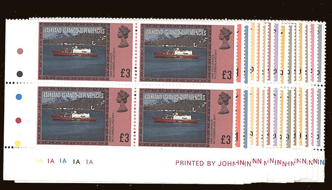 In superb unmounted mint set of fifteen<br/>in SW corner plate blocks of four