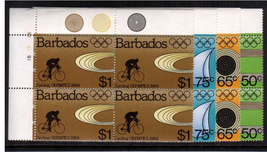 Olympic Games - Los Angeles set on four in superb unmounted mint CYLINDER blocks of four