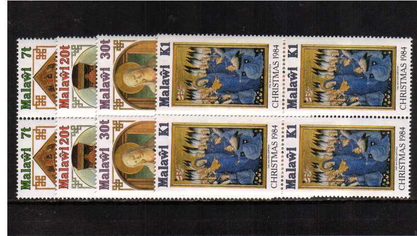 Christmas set of four in superb unmounted mint blocks of four.