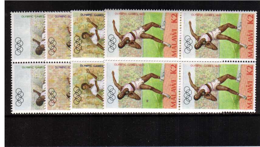 Olympic Games set of four in superb unmounted mint blocks of four.